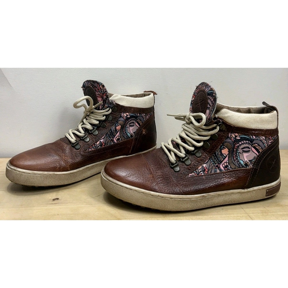 Women's 9 INKKAS La Dama Camping Sneaker Leather Shoe Brown High Top New